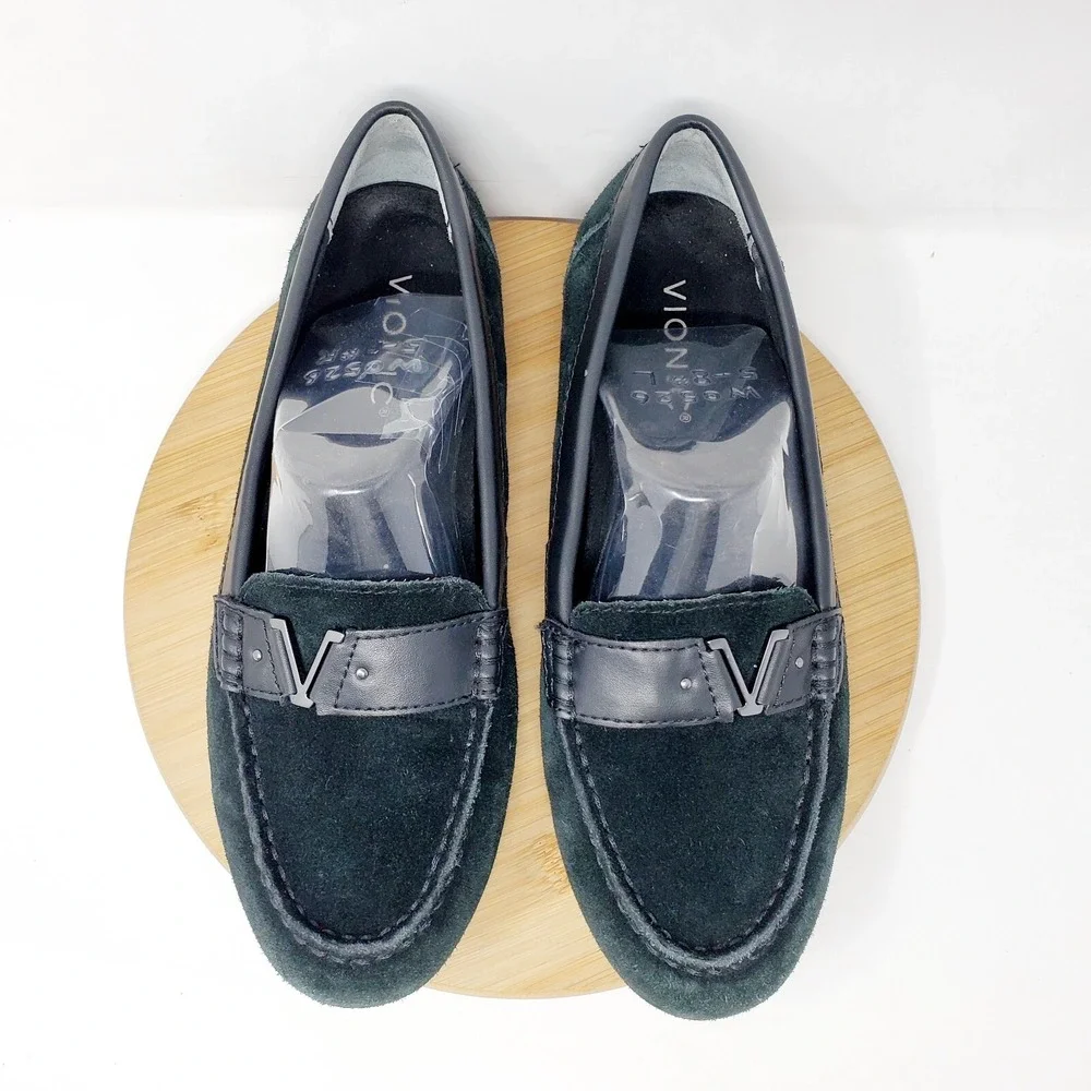 Vionic Hilo Loafer Womens 7 Flats Black Suede Leather Slip‎ On Shoes Honor